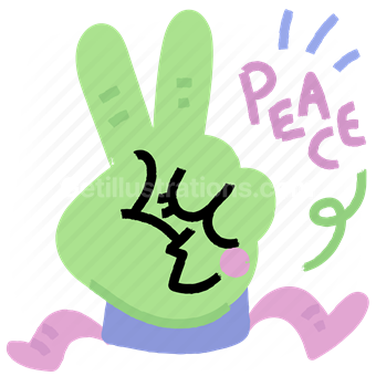 peace, hand, gesture, peaceful, greeting, sticker, character